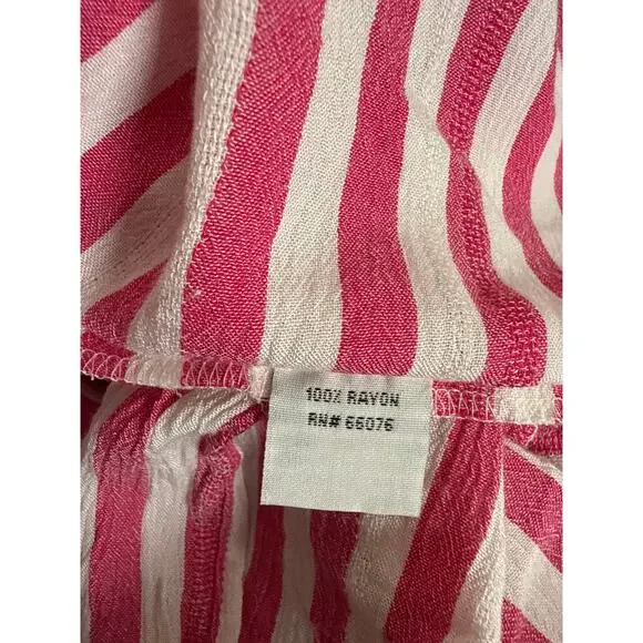Raviya Pink White Striped Tiered Maxi Dress Smocked Bodice Size XL NWT - Picture 8 of 8